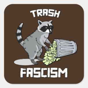 Pegatina Cuadrada Lindo Mapache Retro - Basura Fascismo