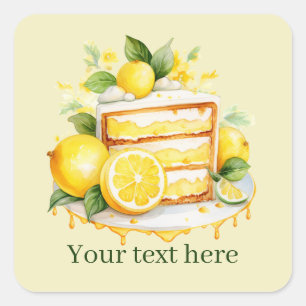 Pegatina Cuadrada lindo pastel de limón agregar texto