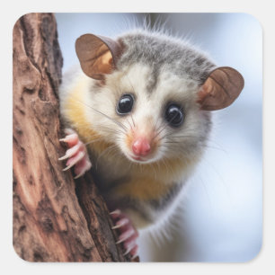 Pegatina Cuadrada Lindo Possum Animal Naturaleza Vida Silvestre