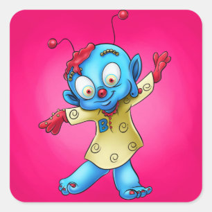 Pegatina Cuadrada lindos stickers de dibujos animados