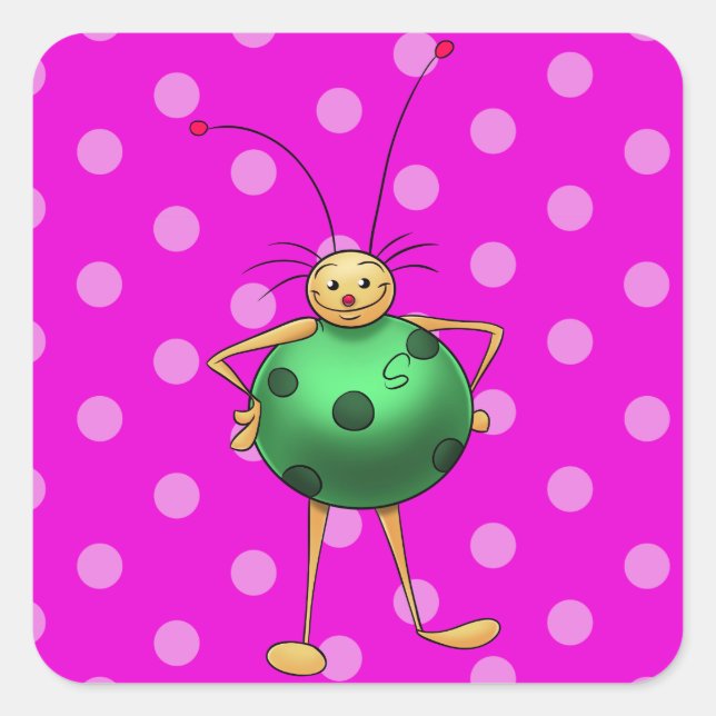 Pegatina Cuadrada lindos stickers de dibujos animados (Anverso)