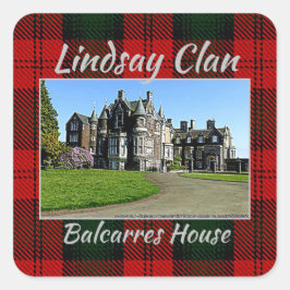Pegatina Cuadrada Lindsay Clan Balcarres House & Tartan