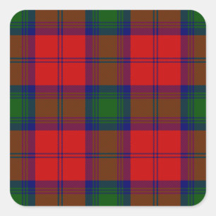 Pegatina Cuadrada Lindsay tartan green platillo rojo