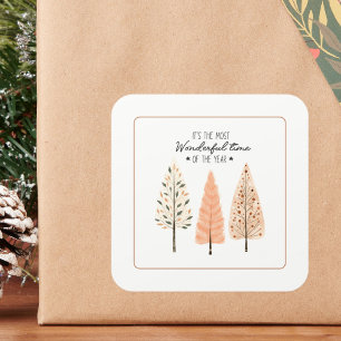 Pegatina Cuadrada Line Art Boho Earthy Modern Minimalista Pine Nórdi