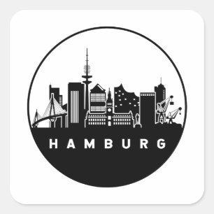 Pegatina Cuadrada Línea aérea alemana de Hamburgo