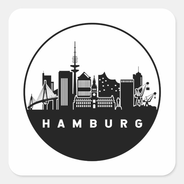 Pegatina Cuadrada Línea aérea alemana de Hamburgo (Anverso)