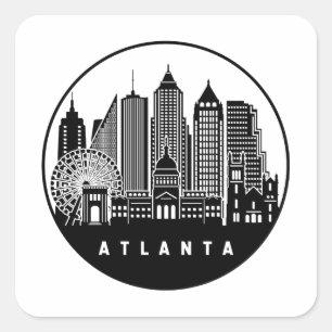 Pegatina Cuadrada Línea aérea de Atlanta Georgia