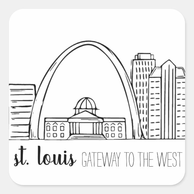 Pegatina Cuadrada Línea aérea de St. Louis (Anverso)