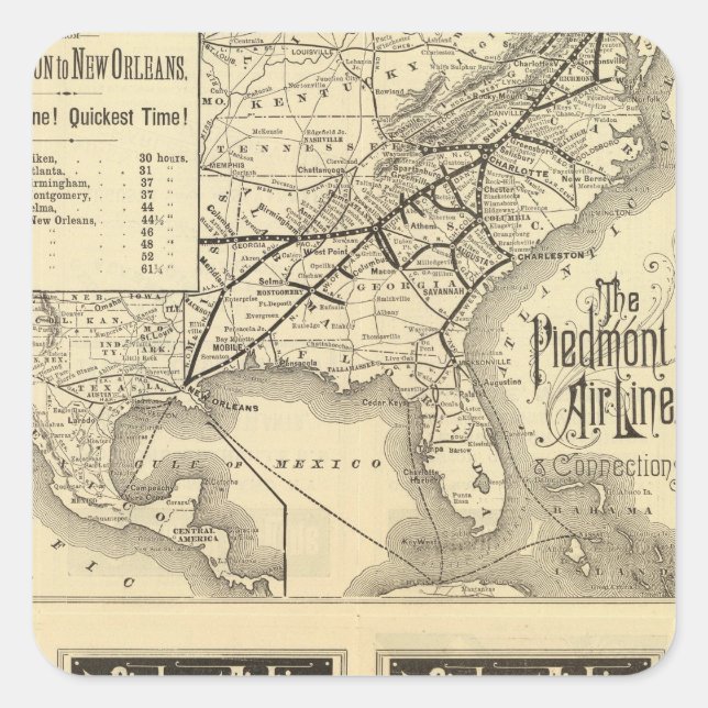 Pegatina Cuadrada Línea Aérea Piedmont (Anverso)