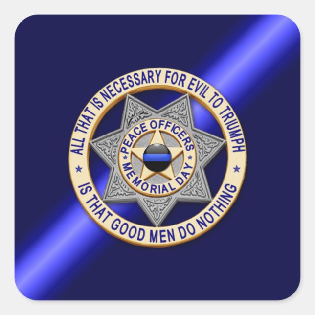 Pegatina Cuadrada Línea Azul delgada (Anverso)