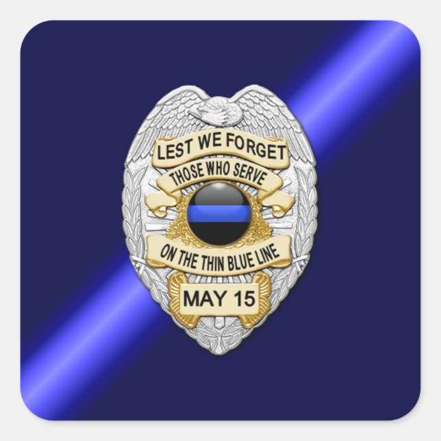 Pegatina Cuadrada Línea Azul delgada (Anverso)