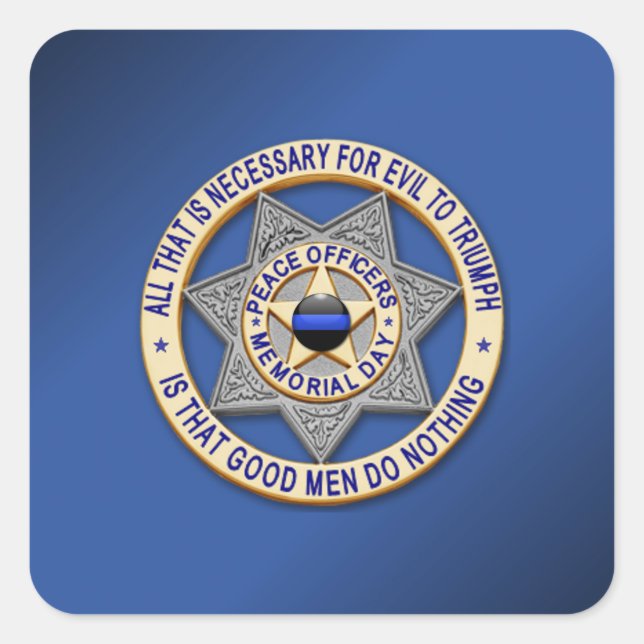 Pegatina Cuadrada Línea Azul delgada (Anverso)