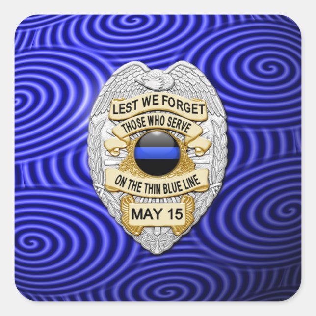 Pegatina Cuadrada Línea azul delgada de una especie (Anverso)