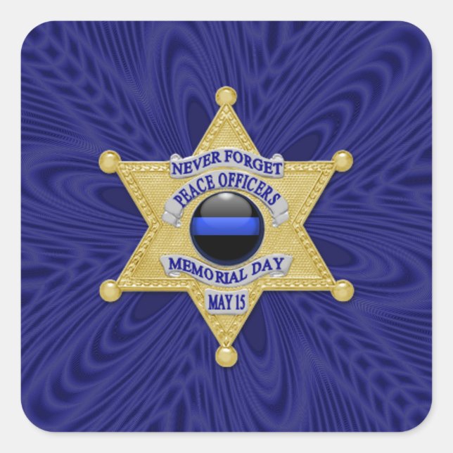 Pegatina Cuadrada Línea azul delgada de una especie (Anverso)