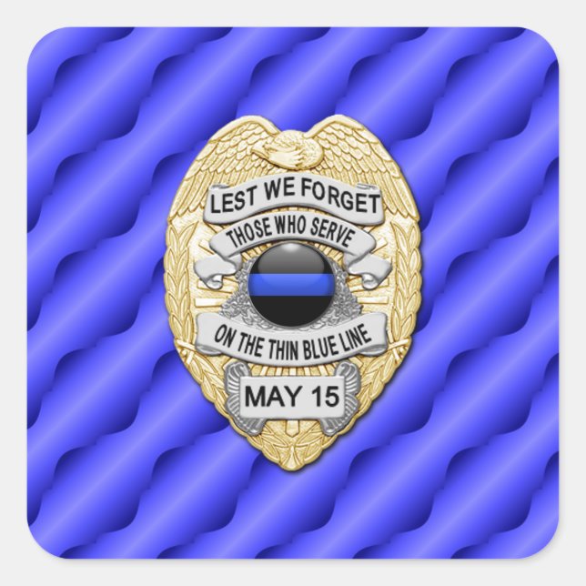 Pegatina Cuadrada Línea azul delgada de una especie (Anverso)