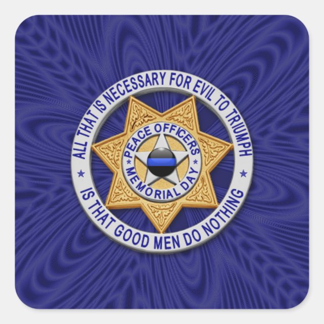 Pegatina Cuadrada Línea azul delgada de una especie (Anverso)