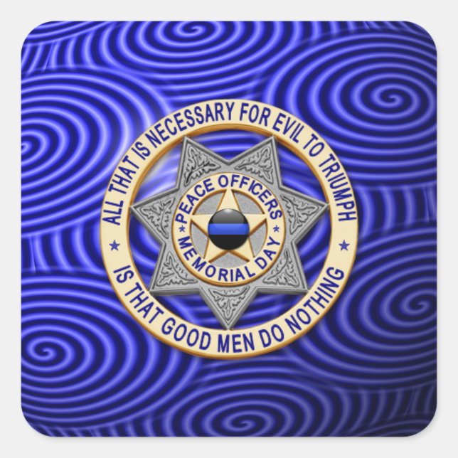 Pegatina Cuadrada Línea azul delgada de una especie (Anverso)