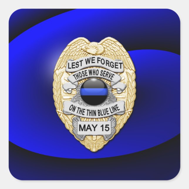 Pegatina Cuadrada Línea azul delgada de una especie (Anverso)