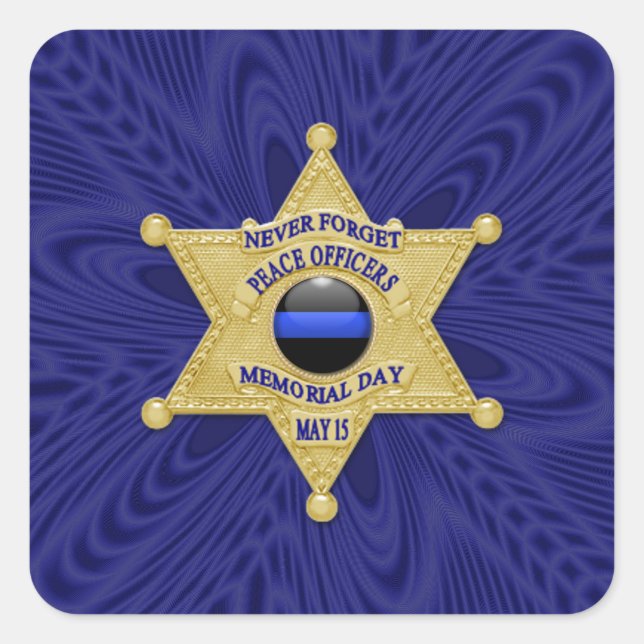 Pegatina Cuadrada Línea azul delgada de una especie (Anverso)