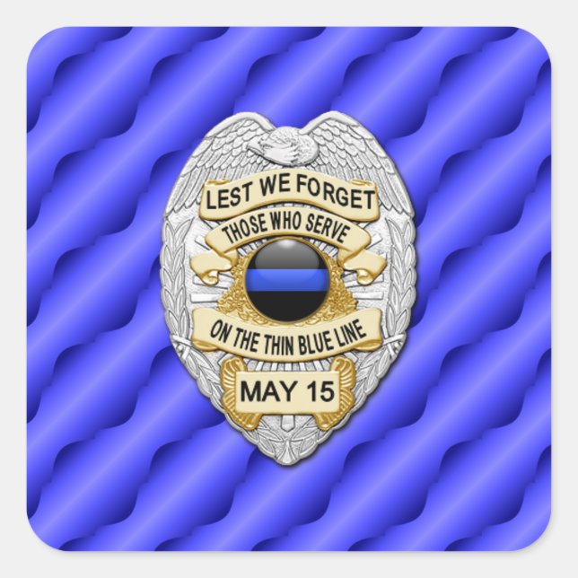 Pegatina Cuadrada Línea azul delgada de una especie (Anverso)