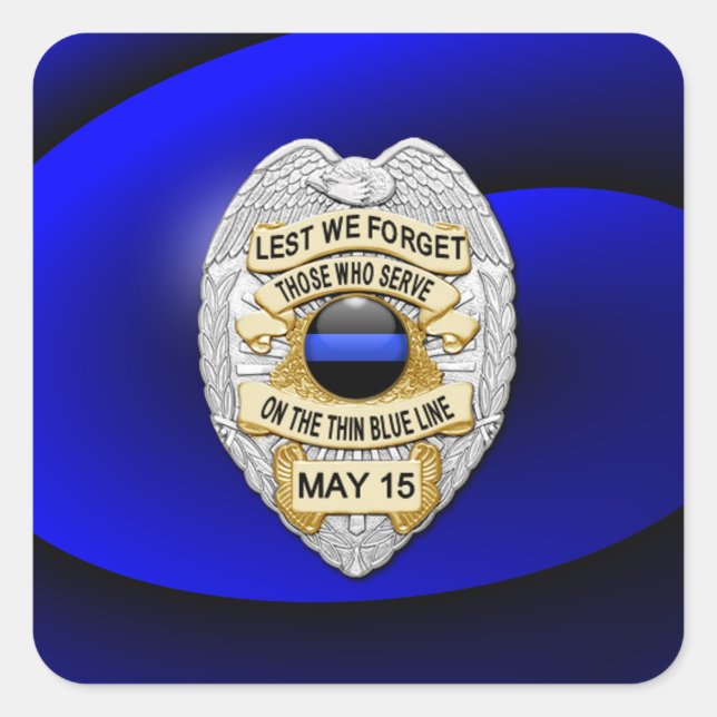 Pegatina Cuadrada Línea azul delgada de una especie (Anverso)