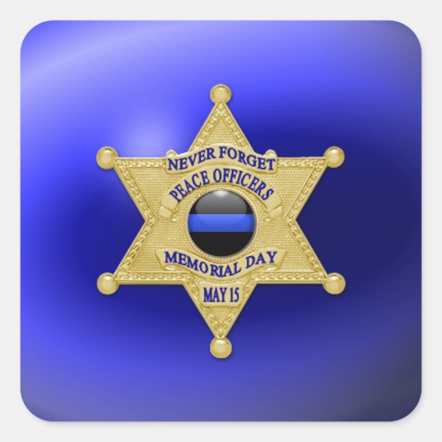 Pegatina Cuadrada Línea azul delgada de una especie (Anverso)