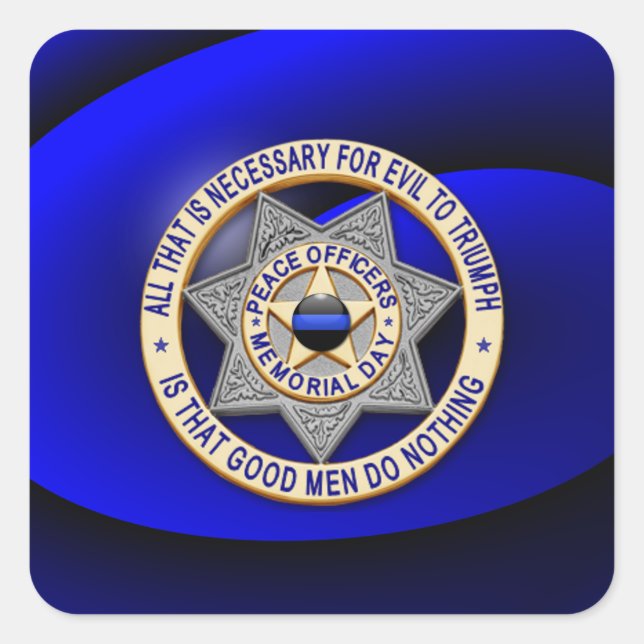 Pegatina Cuadrada Línea azul delgada de una especie (Anverso)