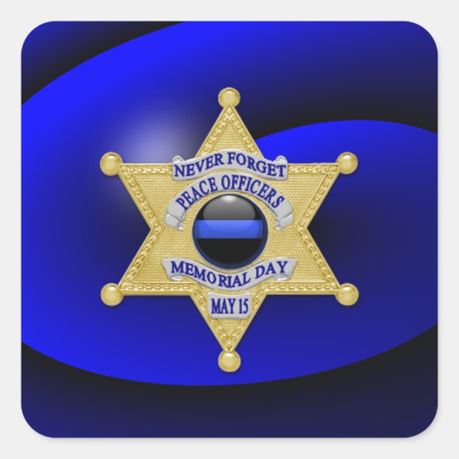 Pegatina Cuadrada Línea azul delgada de una especie (Anverso)