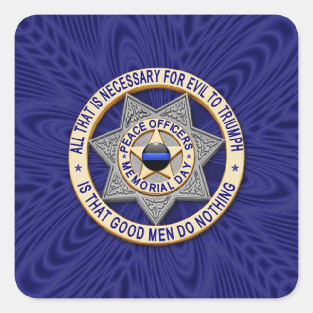 Pegatina Cuadrada Línea azul delgada de una especie (Anverso)