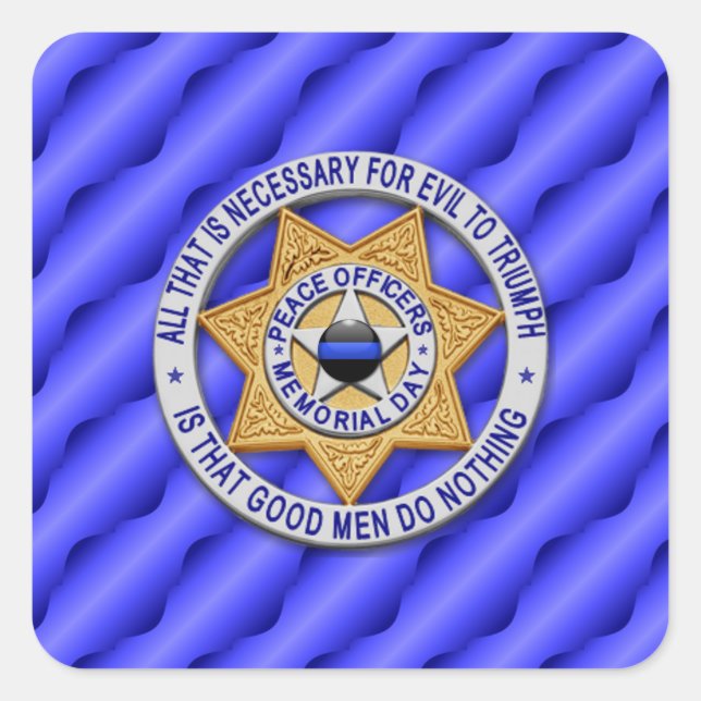 Pegatina Cuadrada Línea azul delgada de una especie (Anverso)