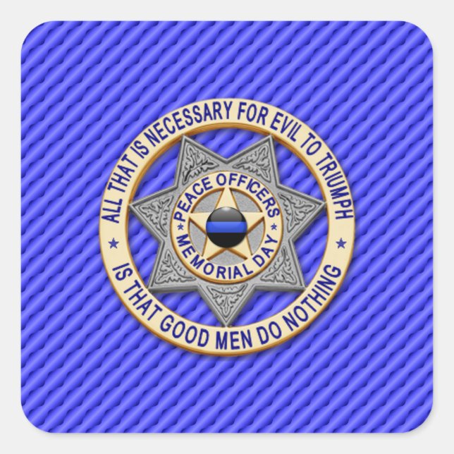 Pegatina Cuadrada Línea azul delgada de una especie (Anverso)