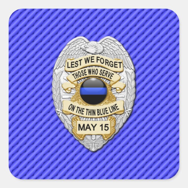 Pegatina Cuadrada Línea azul delgada de una especie (Anverso)