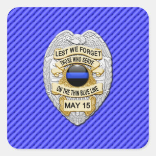 Pegatina Cuadrada Línea azul delgada de una especie