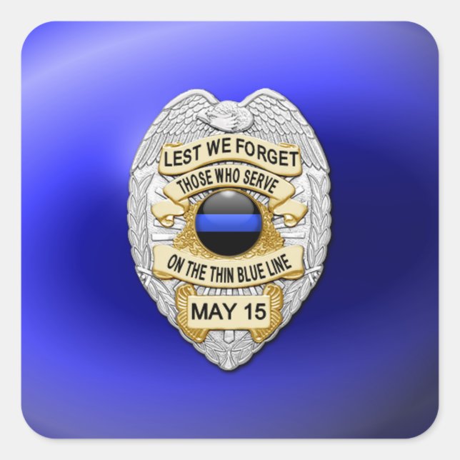 Pegatina Cuadrada Línea azul delgada de una especie (Anverso)