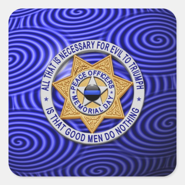 Pegatina Cuadrada Línea azul delgada de una especie (Anverso)