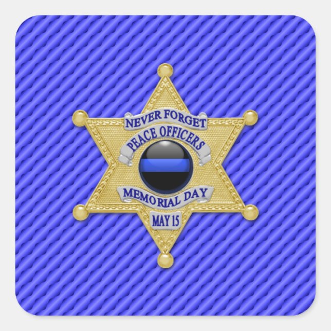 Pegatina Cuadrada Línea azul delgada de una especie (Anverso)