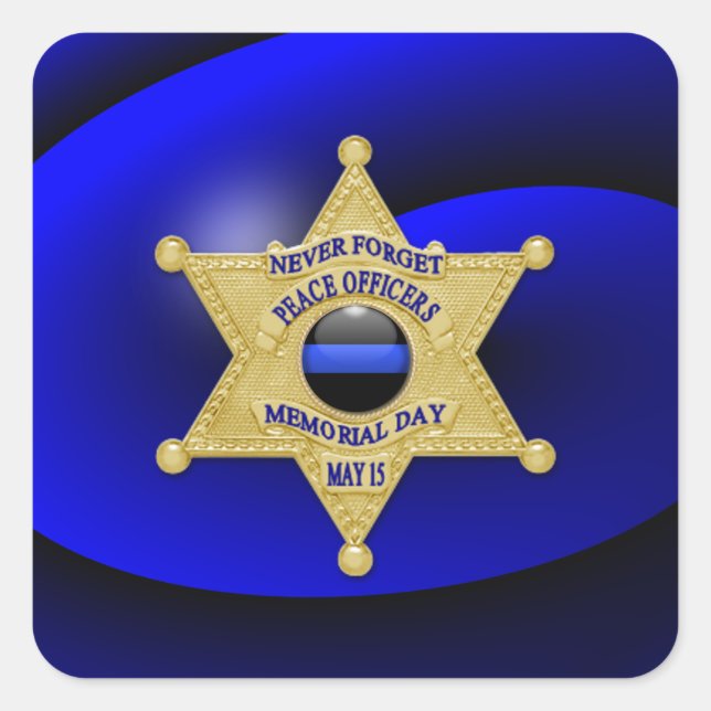 Pegatina Cuadrada Línea azul delgada de una especie (Anverso)