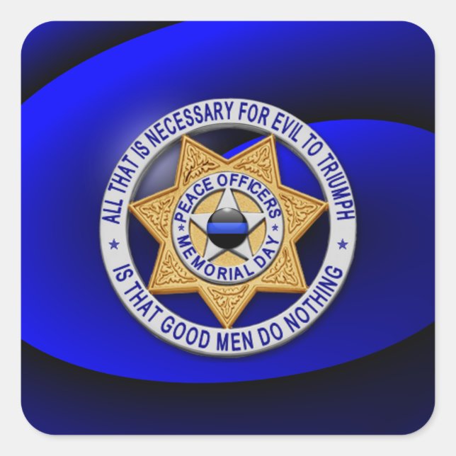 Pegatina Cuadrada Línea azul delgada de una especie