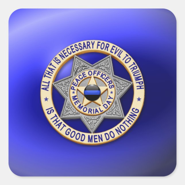 Pegatina Cuadrada Línea azul delgada de una especie (Anverso)