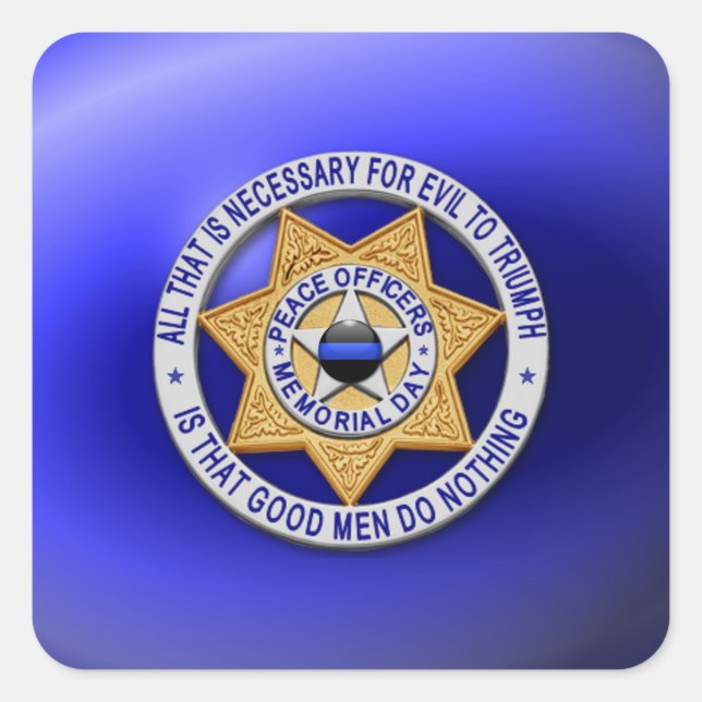 Pegatina Cuadrada Línea azul delgada de una especie (Anverso)