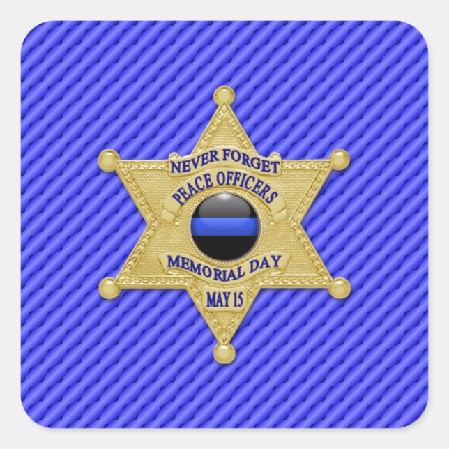 Pegatina Cuadrada Línea azul delgada de una especie (Anverso)