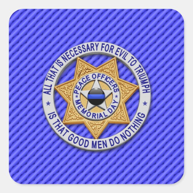 Pegatina Cuadrada Línea azul delgada de una especie (Anverso)