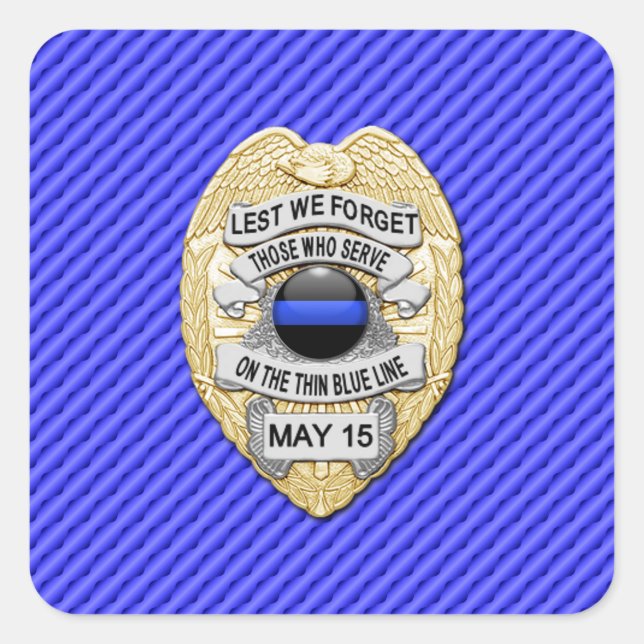 Pegatina Cuadrada Línea azul delgada de una especie (Anverso)