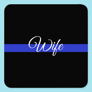 Pegatina Cuadrada Línea Azul delgada: Esposa policial