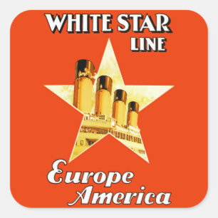Pegatina Cuadrada Línea blanca de la estrella