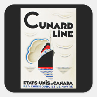 Pegatina Cuadrada Línea Cunard Art Deco