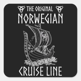 Pegatina Cuadrada Línea de crucero noruega original - Viaje nostálgi