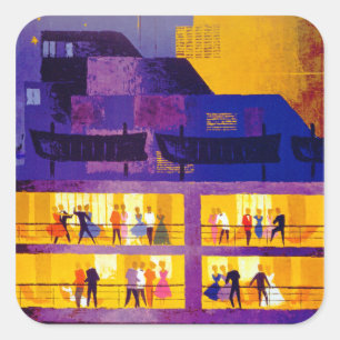 Pegatina Cuadrada Línea de orientación ~ Fiesta en cubierta