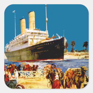 Pegatina Cuadrada Línea de Oriente a Australia