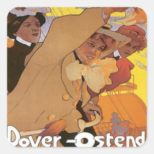 Pegatina Cuadrada Línea de Ostend Dover Vintage